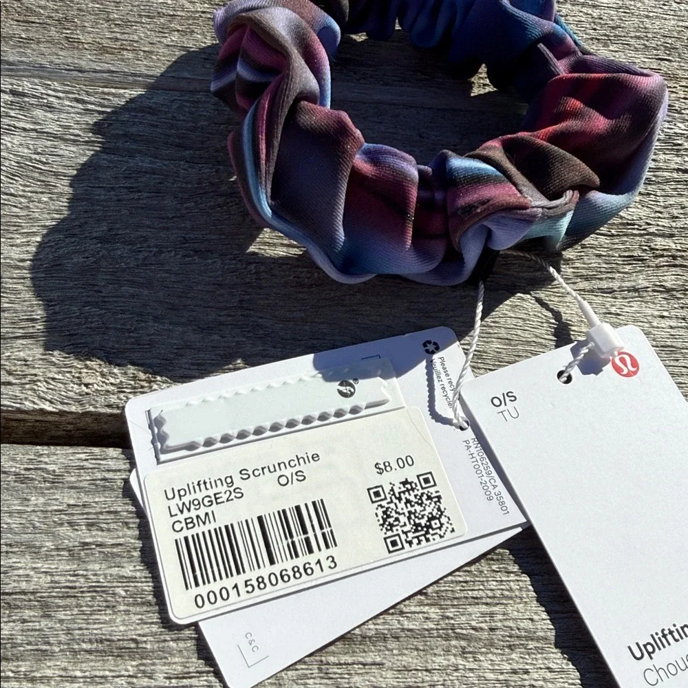 Lululemon Uplifting Scrunchie CBMI Purple Watercolor NWT Hair Accessory